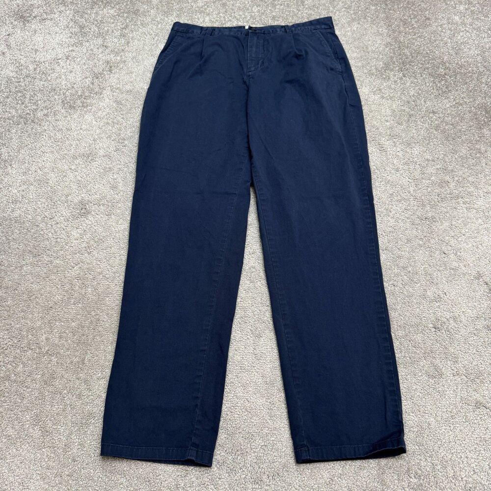 Everlane Organic Cotton Stretch Pleated Chino Pants Mens 31x30 Navy Blue Trouser